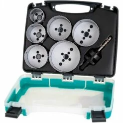 Coffret Scies Cloches Multimatériaux Ø 40, 54, 65, 68, 74, 86 "électricité" : 6 Lames + 1 Foret Centreur - Wolfcraft 5423000