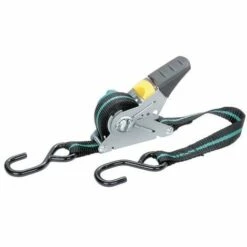 Sangle D'Arrimage à Cliquet Avec Enrouleur Et 2 Crochets, Longueur De 4 M, Resistance 100 Kg - Wolfcraft 3271000