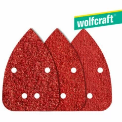Pack 10 Feuilles Abrasives Adhesives, Corindon, Grain 80, 120 Et 240, Perforées, 96x136mm 1756000 Wolfcraft