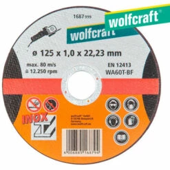 Disque De Coupe De Precision Pour Acier Inoxydable ø 125 X 1,0 X 22,23mm. 1687999 Wolfcraft.