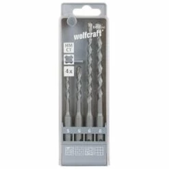 Wolfcraft 8456000 Carbure De Tungstène Jeu De Forets Pour Marteau-perforateur 4 Pièces 5 Mm, 6 Mm, 6 Mm, 8 Mm SDS-Plus 1 Set W80524