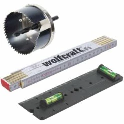 Kit DIY Pour Pose De Prises Murales, 1 Scie Cloche, 1 Mettre Pliant, 1 Gabarait De Perçage - Wolfcraft 8618000