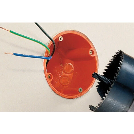 Kit DIY Pour Pose De Prises Murales, 1 Scie Cloche, 1 Mettre Pliant, 1 Gabarait De Perçage - Wolfcraft 8618000 4 Kit DIY Pour Pose De Prises Murales, 1 Scie Cloche, 1 Mettre Pliant, 1 Gabarait De Perçage - Wolfcraft 8618000 – Image 4