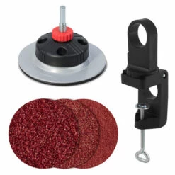 Kit De Ponçage Fixe Pour Perceuses 14 Pcs, 1 Plateau De Ponçage, 1 Support De Machine, 12 Papiers Abrasifs - Wolfcraft 8619000