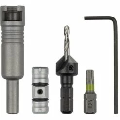 WOLFCRAFT Flipbit 4-pieces Basic SetSolution De Perçage, De Fraisage Et De Vissage Doublement Interchangeable Avec Support Interchangeable