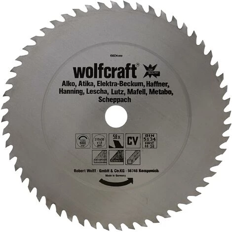 1 Lame De Scie Circulaire Pour Bois 56 Dents Wolfcraft 300*30*1.6 Mm 3 1 Lame De Scie Circulaire Pour Bois 56 Dents Wolfcraft 300*30*1.6 Mm – Image 3