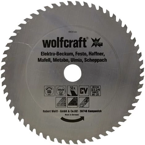 1 Lame De Scie Circulaire Pour Bois 56 Dents Wolfcraft 300*30*1.6 Mm 5 1 Lame De Scie Circulaire Pour Bois 56 Dents Wolfcraft 300*30*1.6 Mm – Image 5
